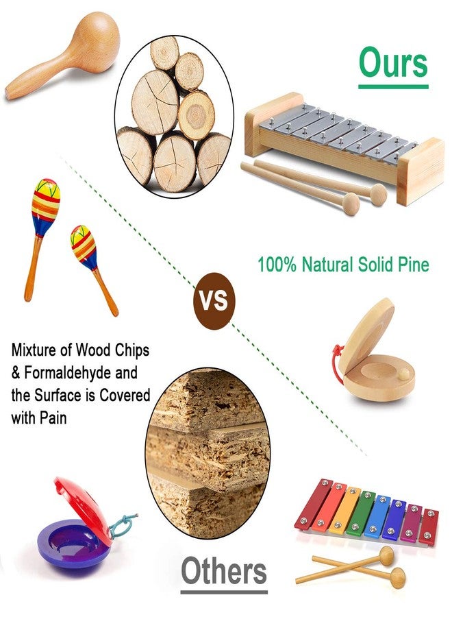 LOOIKOOS Toddler Musical Instruments, Eco Friendly Music Set for Kids Preschool Educational, Natural Wooden Percussion Instruments Musical Toys for Boys and Girls with Storage Bag - Image 5